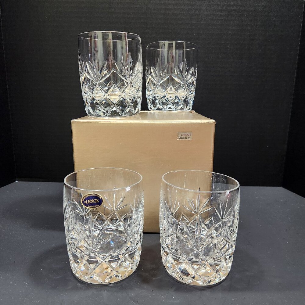 NIB Vintage Lenox Charleston Crystal DOF Glasses Set of 4